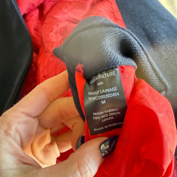 Zadig & Voltaire Marly Lainage Navy Wool Blend Coat M NWOT - Picture 6 of 7